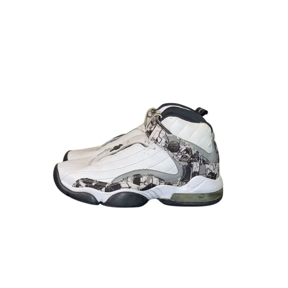 Nike Air Max‎ Penny 4 White Black Silver Kids Basketball Shoes 1-Cent Logo